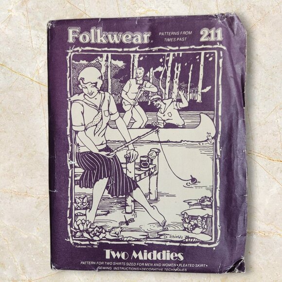 VTG 1980 Folkwear Pattern 211 Two Middies Uncut Sailor Style Middy Blouse - Picture 1 of 3